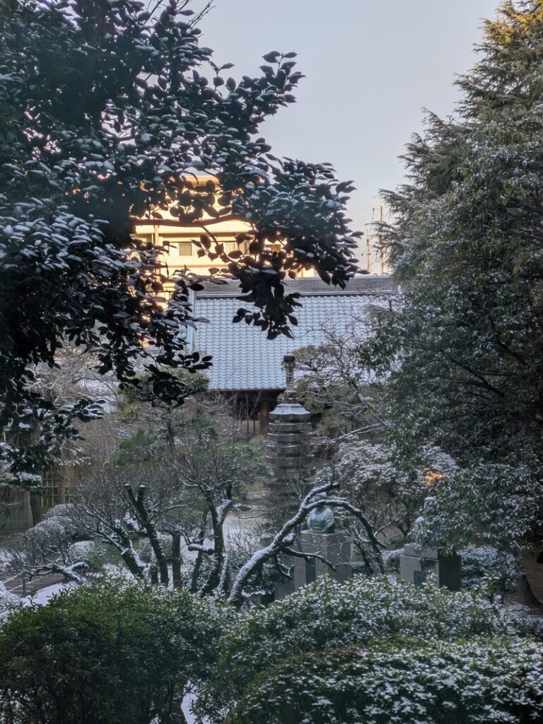 雪化粧をした延命庵